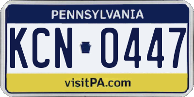 PA license plate KCN0447
