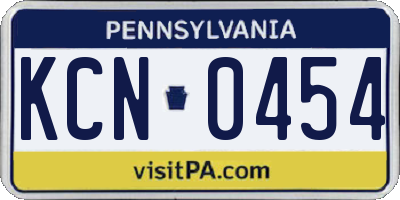 PA license plate KCN0454