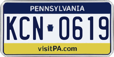 PA license plate KCN0619