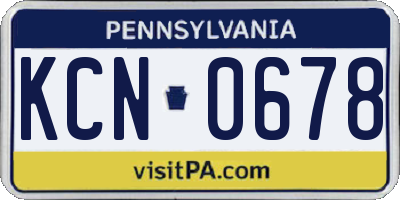 PA license plate KCN0678