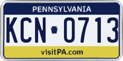 PA license plate KCN0713