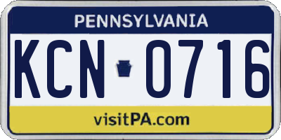 PA license plate KCN0716