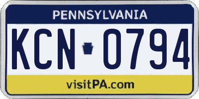 PA license plate KCN0794