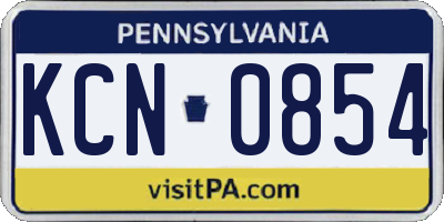 PA license plate KCN0854