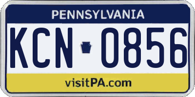 PA license plate KCN0856