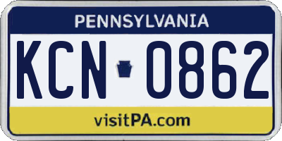 PA license plate KCN0862