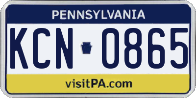 PA license plate KCN0865