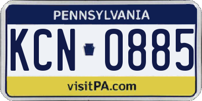 PA license plate KCN0885