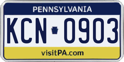 PA license plate KCN0903