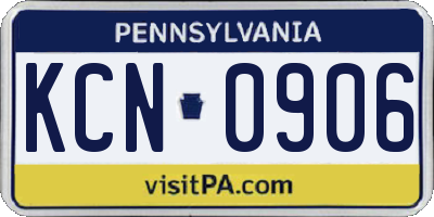 PA license plate KCN0906
