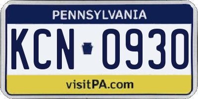 PA license plate KCN0930