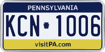 PA license plate KCN1006