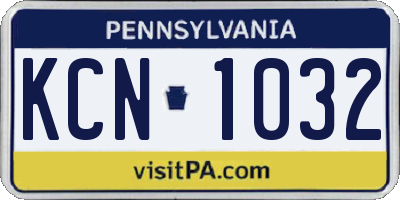PA license plate KCN1032