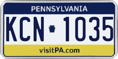 PA license plate KCN1035