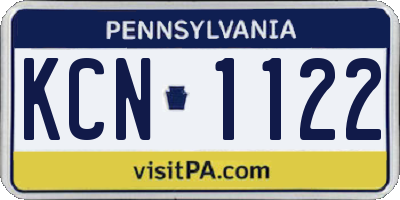 PA license plate KCN1122