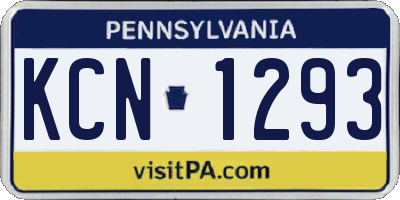 PA license plate KCN1293