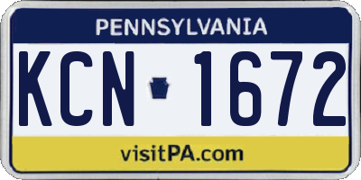 PA license plate KCN1672