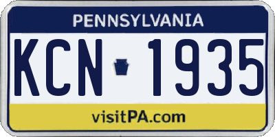 PA license plate KCN1935