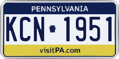 PA license plate KCN1951