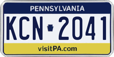 PA license plate KCN2041