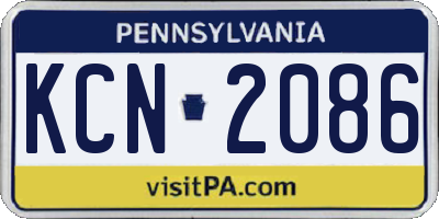 PA license plate KCN2086