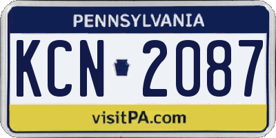 PA license plate KCN2087