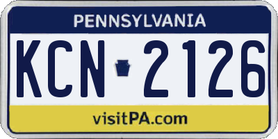 PA license plate KCN2126