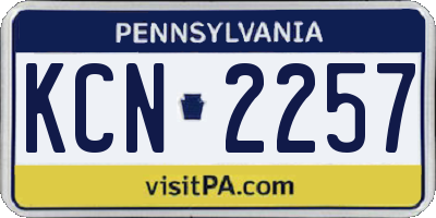 PA license plate KCN2257