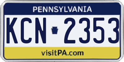 PA license plate KCN2353