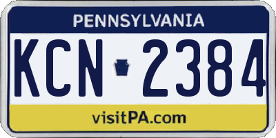 PA license plate KCN2384