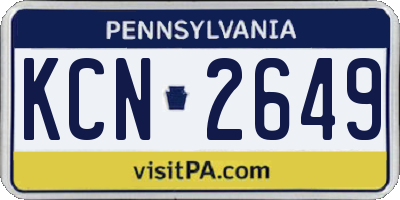 PA license plate KCN2649