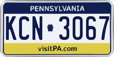 PA license plate KCN3067