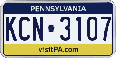 PA license plate KCN3107