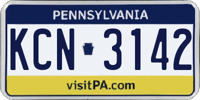PA license plate KCN3142