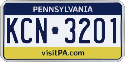 PA license plate KCN3201