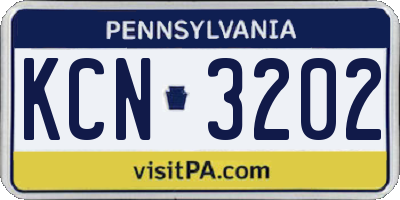 PA license plate KCN3202