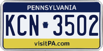 PA license plate KCN3502