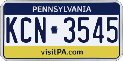 PA license plate KCN3545