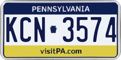 PA license plate KCN3574