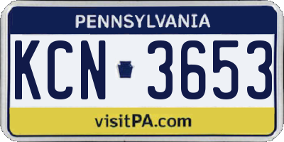 PA license plate KCN3653