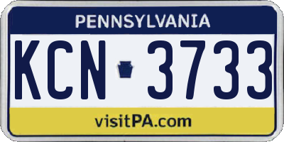 PA license plate KCN3733