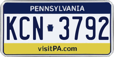PA license plate KCN3792