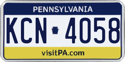 PA license plate KCN4058