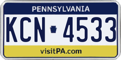 PA license plate KCN4533