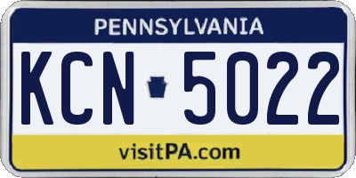 PA license plate KCN5022
