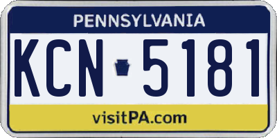 PA license plate KCN5181