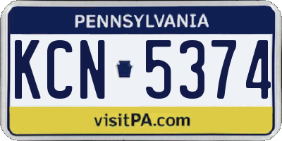 PA license plate KCN5374