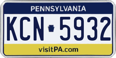 PA license plate KCN5932