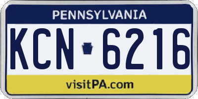 PA license plate KCN6216