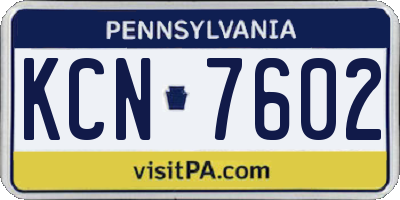 PA license plate KCN7602